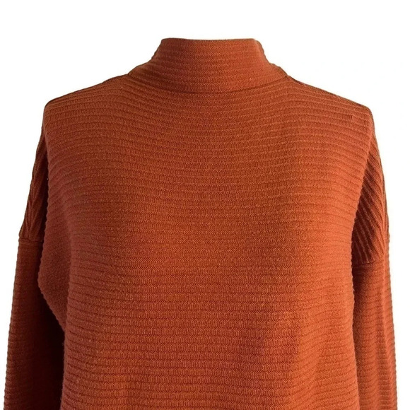 French Connection Burnt Orange Sweater Size Small Mock Neck Ribbed Pullover Top - Picture 4 of 6